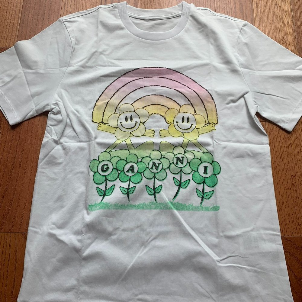 Ganni Rainbow White T-shirt Woman Size L